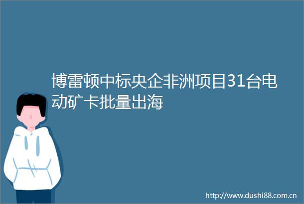 博雷顿中标央企非洲项目31台电动矿卡批量出海
