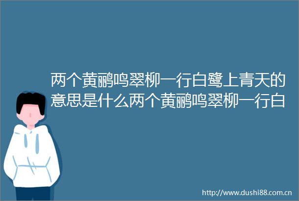 两个黄鹂鸣翠柳一行白鹭上青天的意思是什么两个黄鹂鸣翠柳一行白鹭上青天的意思