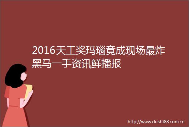 2016天工奖玛瑙竟成现场最炸黑马一手资讯鲜播报