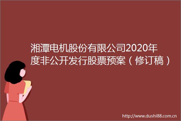 湘潭电机股份有限公司2020年度非公开发行股票预案（修订稿）