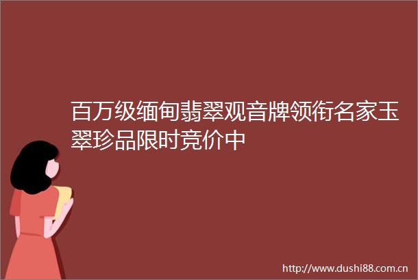 百万级缅甸翡翠观音牌领衔名家玉翠珍品限时竞价中
