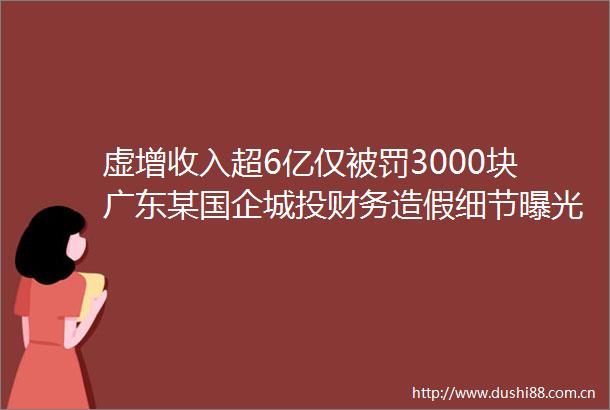 虚增收入超6亿仅3000块广东某国企城投财务细节审计机构相关责任人被警告