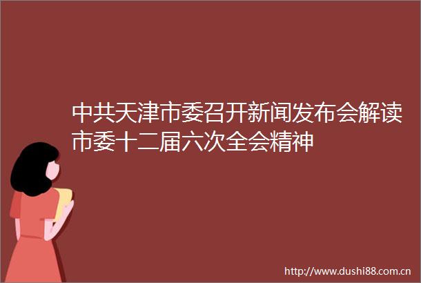 天津市委召开新闻发布会解读市委十二届六次全会精神
