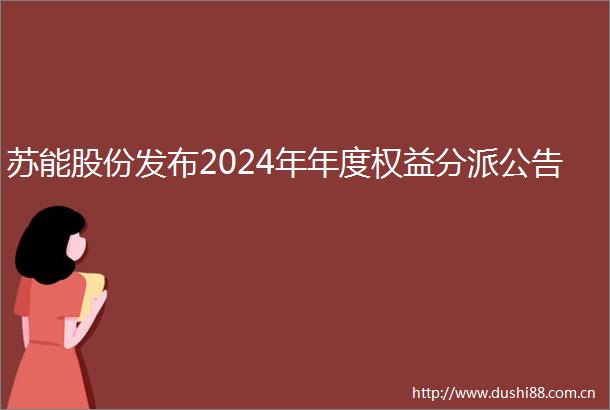 苏能股份发布2024年年度权益分派公告