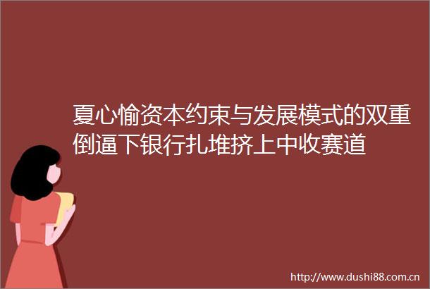夏心愉资本约束与发展模式的双重倒逼下银行扎堆挤上中收赛道