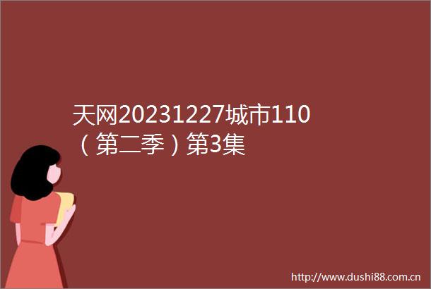 天网20231227城市110（第二季）第3集