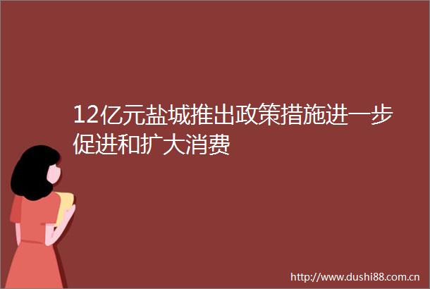 12亿元盐城推出政策措施进一步促进和扩大消费