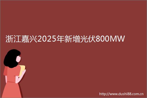 浙江嘉兴2025年新增光伏800MW