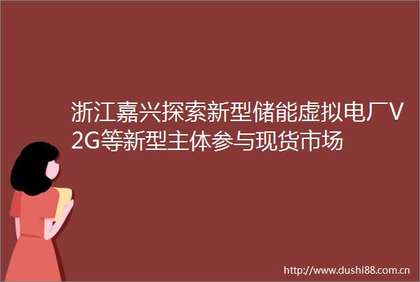 浙江嘉兴探索新型储能虚拟电厂V2G等新型主体参与现货市场