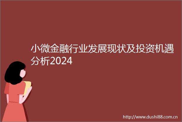 小微金融行业发展现状及投资机遇分析2024