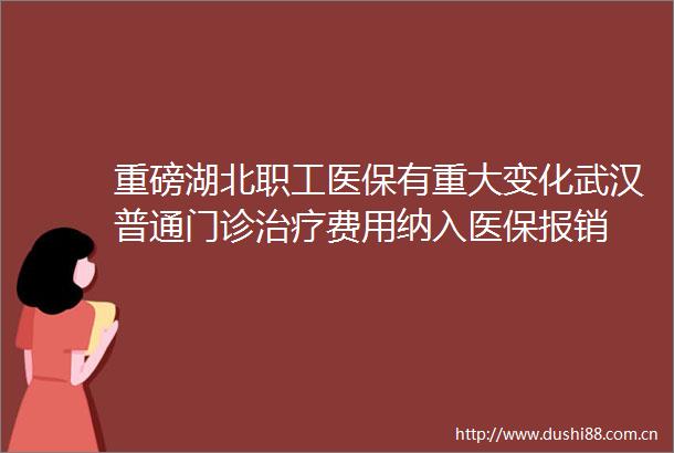 重磅湖北职工医保有重大变化武汉普通门诊治疗费用纳入医保报销