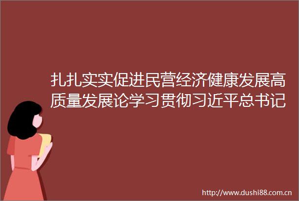 扎扎实实促进民营经济健康发展高质量发展论学习贯彻总书记在民营企业座谈会上重要讲话