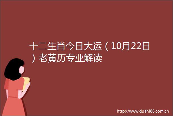 十二生肖今日大运（10月22日）老黄历专业解读
