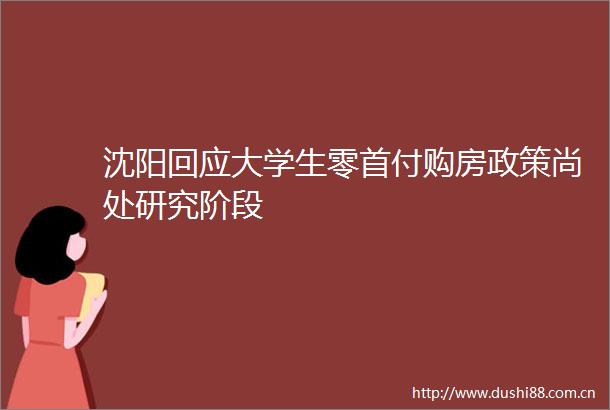 沈阳回应大学生零首付购房政策尚处研究阶段