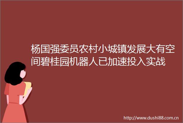 杨国强委员农村小城镇发展大有空间碧桂园机器人已加速投入实战