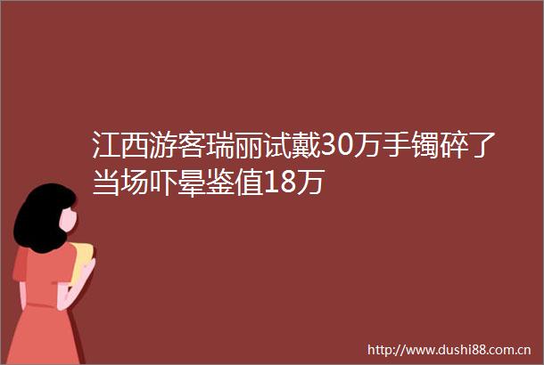 江西游客瑞丽试戴30万手镯碎了当场吓晕鉴值18万