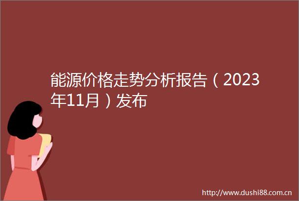 能源价格走势分析报告（2023年11月）发布