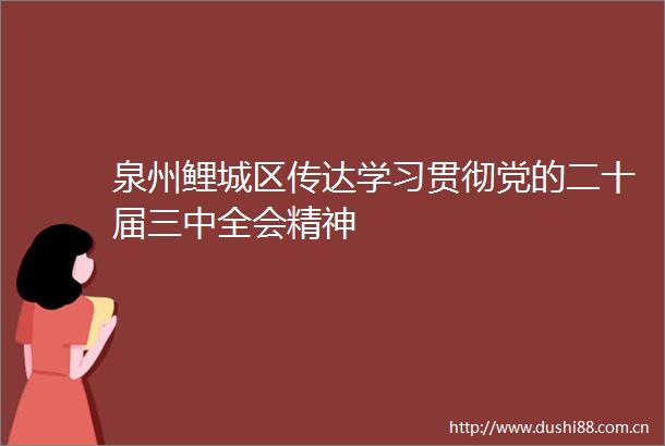 泉州鲤城区传达学习贯彻党的二十届三中全会精神