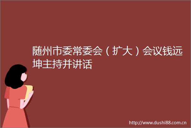 随州市委常委会（扩大）会议钱远坤主持并讲话