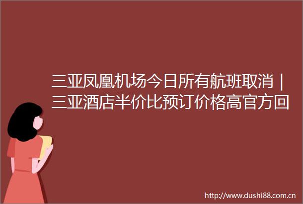 三亚凤凰机场今日所有航班取消｜三亚酒店半价比预订价格高官方回应