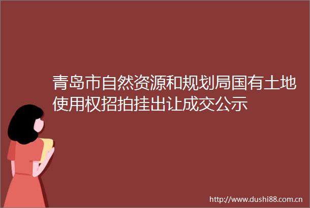 青岛市自然资源和规划局国有土地使用权招拍挂出让成交公示