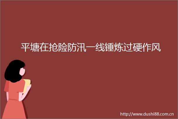 平塘在抢险防汛一线锤炼过硬作风