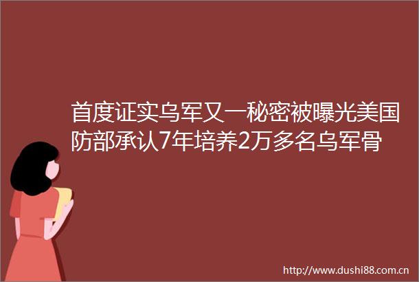 首度证实乌军又一秘密被美国防部承认7年培养2万多名乌军骨干