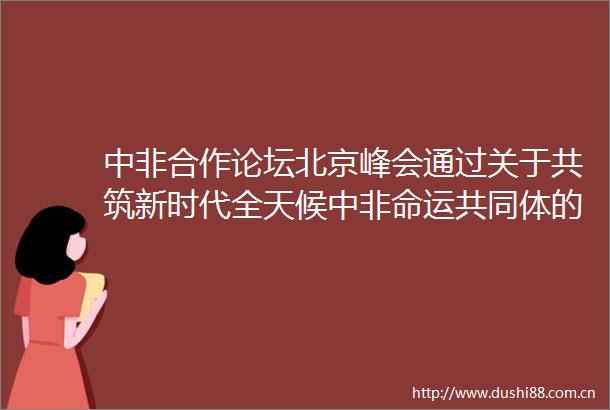 中非合作论坛北京峰会通过关于共筑新时代全天候中非命运共同体的北京宣言中非合作论坛北京行动计划（20252027）