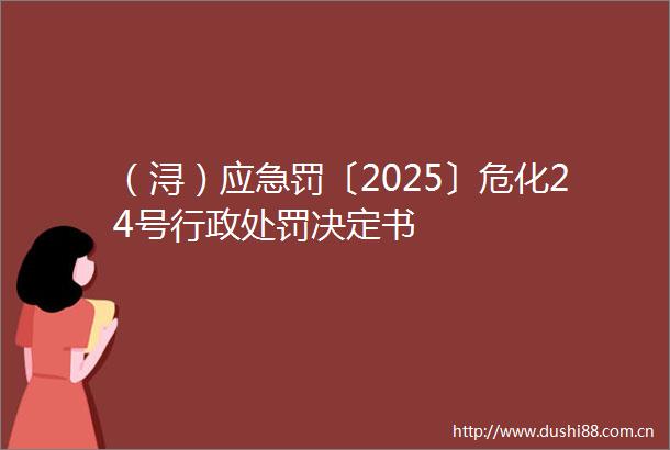 （浔）应急罚〔2025〕危化24号行政决定书