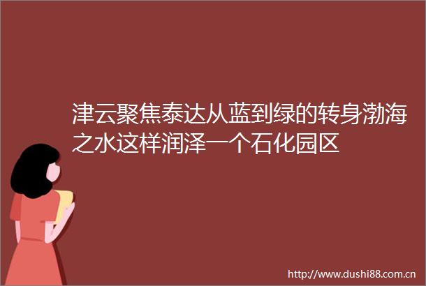 津云聚焦泰达从蓝到绿的转身渤海之水这样润泽一个石化园区