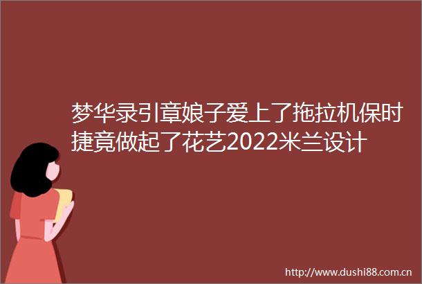 梦华录引章娘子爱上了拖拉机保时捷竟做起了花艺2022米兰设计周