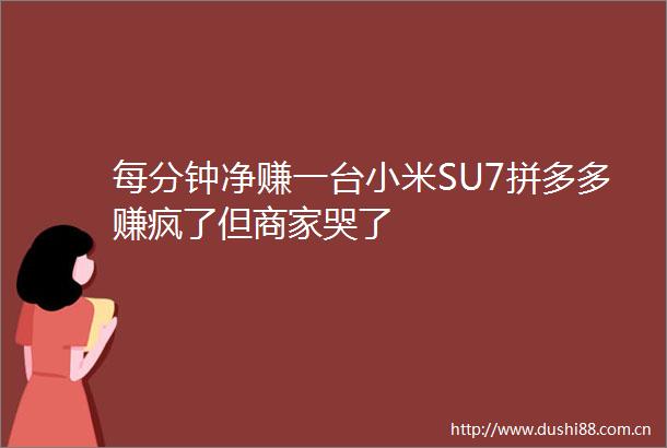 每分钟净赚一台小米SU7拼多多赚疯了但商家哭了