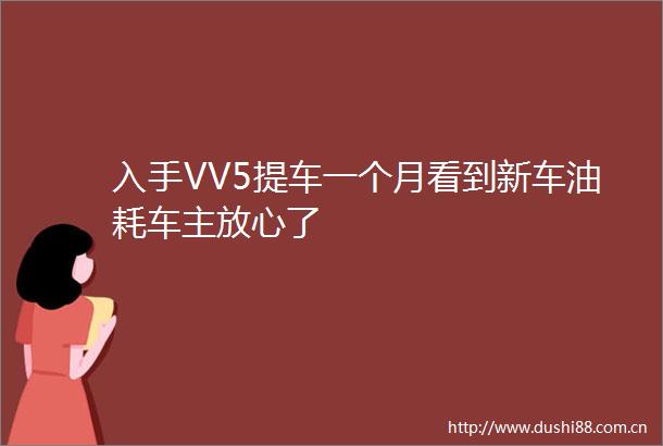 入手VV5提车一个月看到新车油耗车主放心了