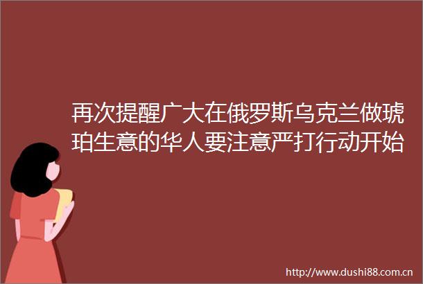 再次提醒广大在俄罗斯乌克兰做琥珀生意的华人要注意严打行动开始了