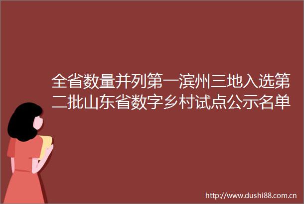 全省数量并列第一滨州三地入选第二批山东省数字乡村试点公示名单