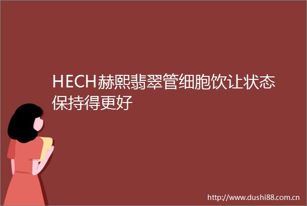 HECH赫熙翡翠管细胞饮让状态保持得更好
