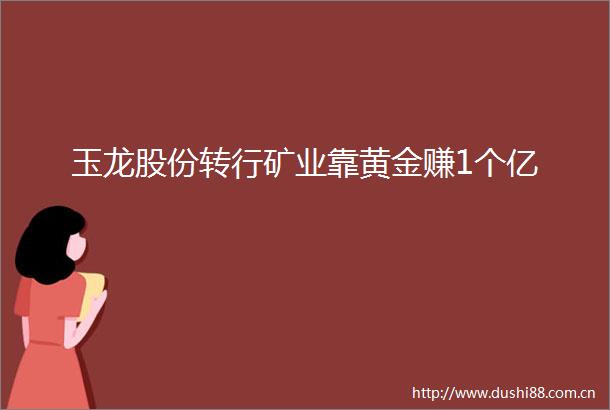 玉龙股份转行矿业靠黄金赚1个亿