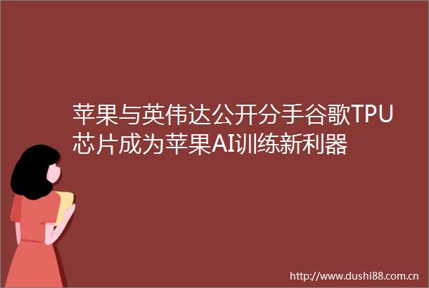 苹果与英伟达公开分手谷歌TPU芯片成为苹果AI训练新利器