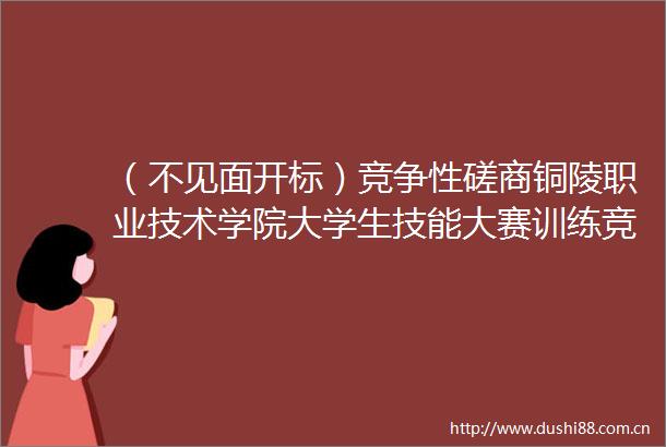 （不见面开标）竞争性磋商铜陵职业技术学院大学生技能大赛训练竞赛馆建设项目竞争性磋商公告