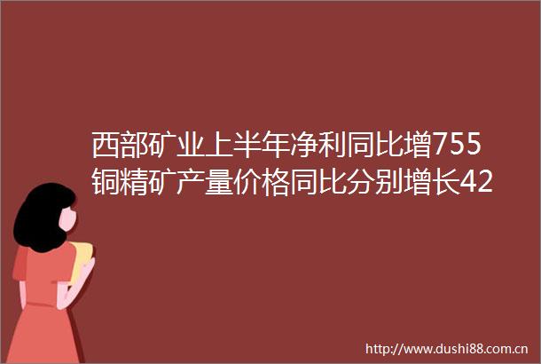 西部矿业上半年净利同比增755铜精矿产量价格同比分别增长4213