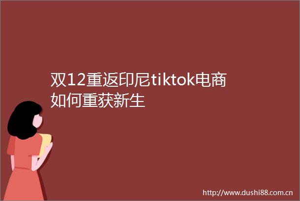 双12重返印尼tiktok电商如何重获新生