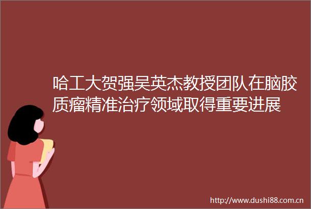哈工大贺强吴英杰教授团队在脑胶质瘤精准治疗领域取得重要进展