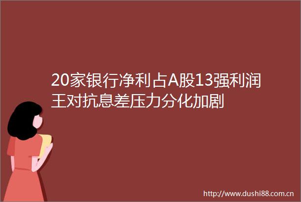 20家银行净利占A股13强利润王对抗息差压力分化加剧