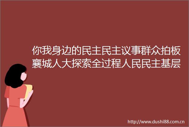 你我身边的民主民主议事群众拍板襄城人大探索全过程民主基层实践