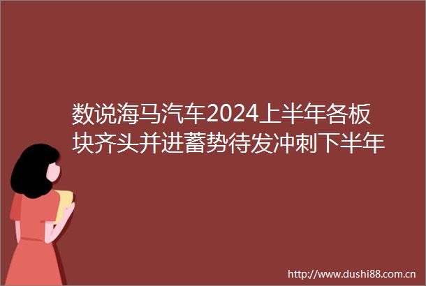 数说海马汽车2024上半年各板块齐头并进蓄势待发冲刺下半年