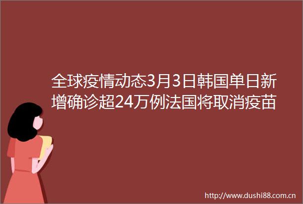 全球疫情动态3月3日韩国单日新增确诊超24万例法国将取消疫苗通行证