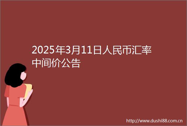 2025年3月11日币汇率中间价公告