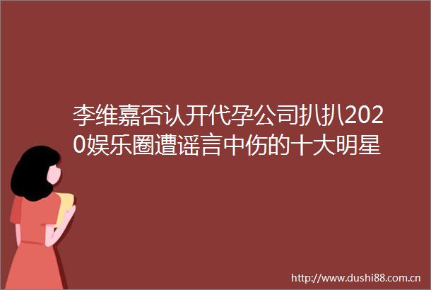 李维嘉否认开代孕公司扒扒2020娱乐圈遭谣言中伤的十大明星