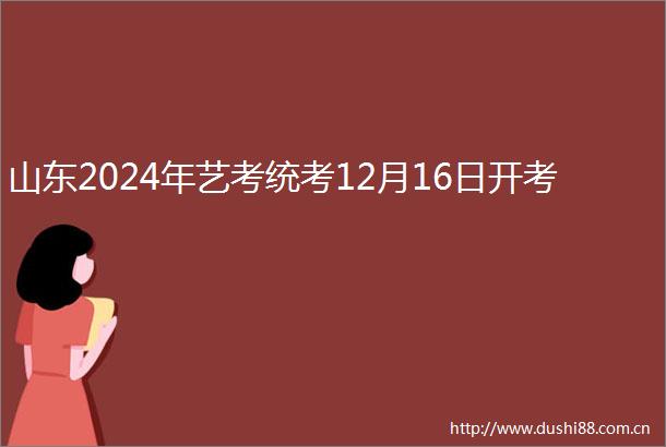 山东2024年艺考统考12月16日开考