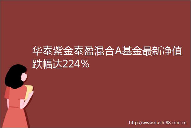 华泰紫金泰盈混合A基金最新净值跌幅达224％